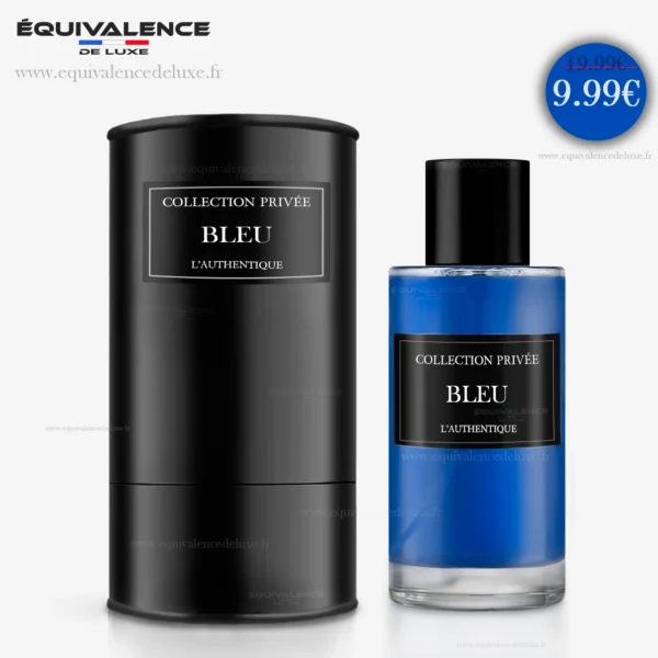 Flacon du Parfum Collection Privée Authentique Bleu 50ml présenté avec sa boîte raffinée, un écrin idéal pour une essence de caractère et de pureté.