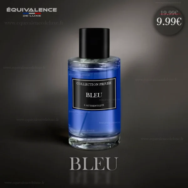 Flacon élégant du Parfum Collection Privée Authentique Bleu 50ml, une fragrance fraîche et intemporelle aux notes marines et boisées.