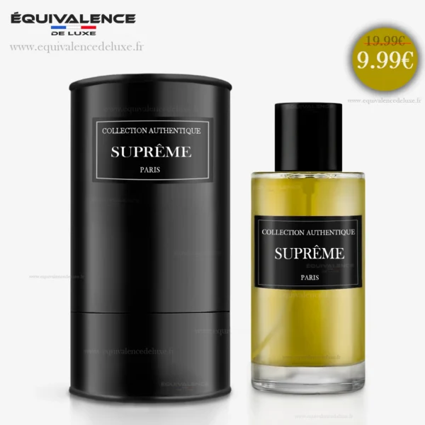 Flacon de l'Eau de Parfum Suprême 50ml accompagné de sa boîte raffinée, un symbole d'élégance et de distinction.