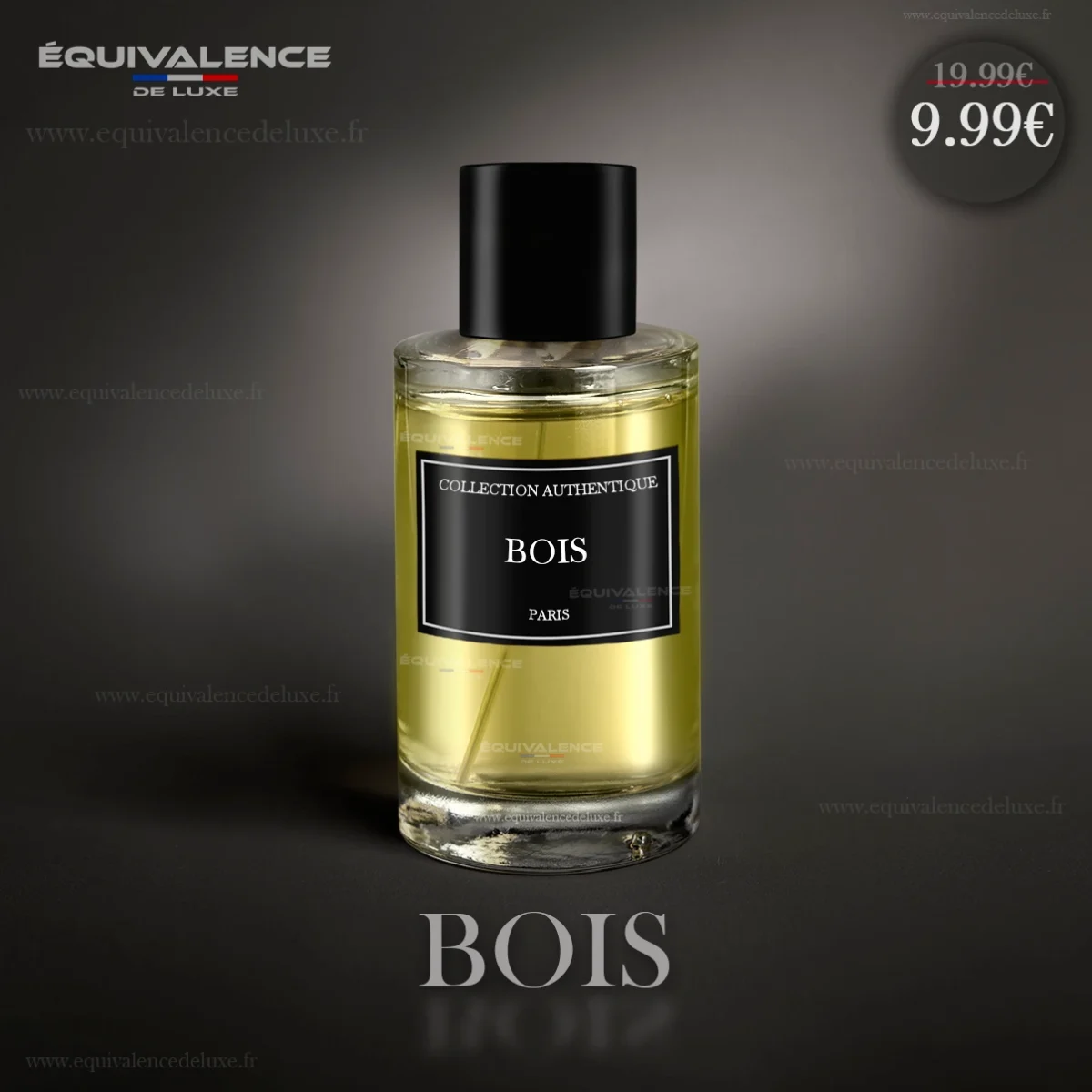 Flacon élégant du Parfum Bois Collection Privée 50ml, une fragrance boisée et chaleureuse pour une touche de sophistication.