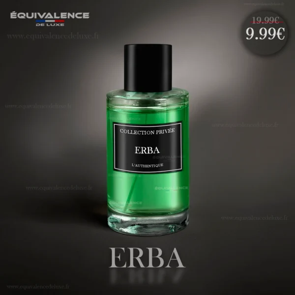 Flacon sophistiqué du Parfum Erba Collection Privée Authentique 50ml, une fragrance envoûtante aux notes vertes et florales.