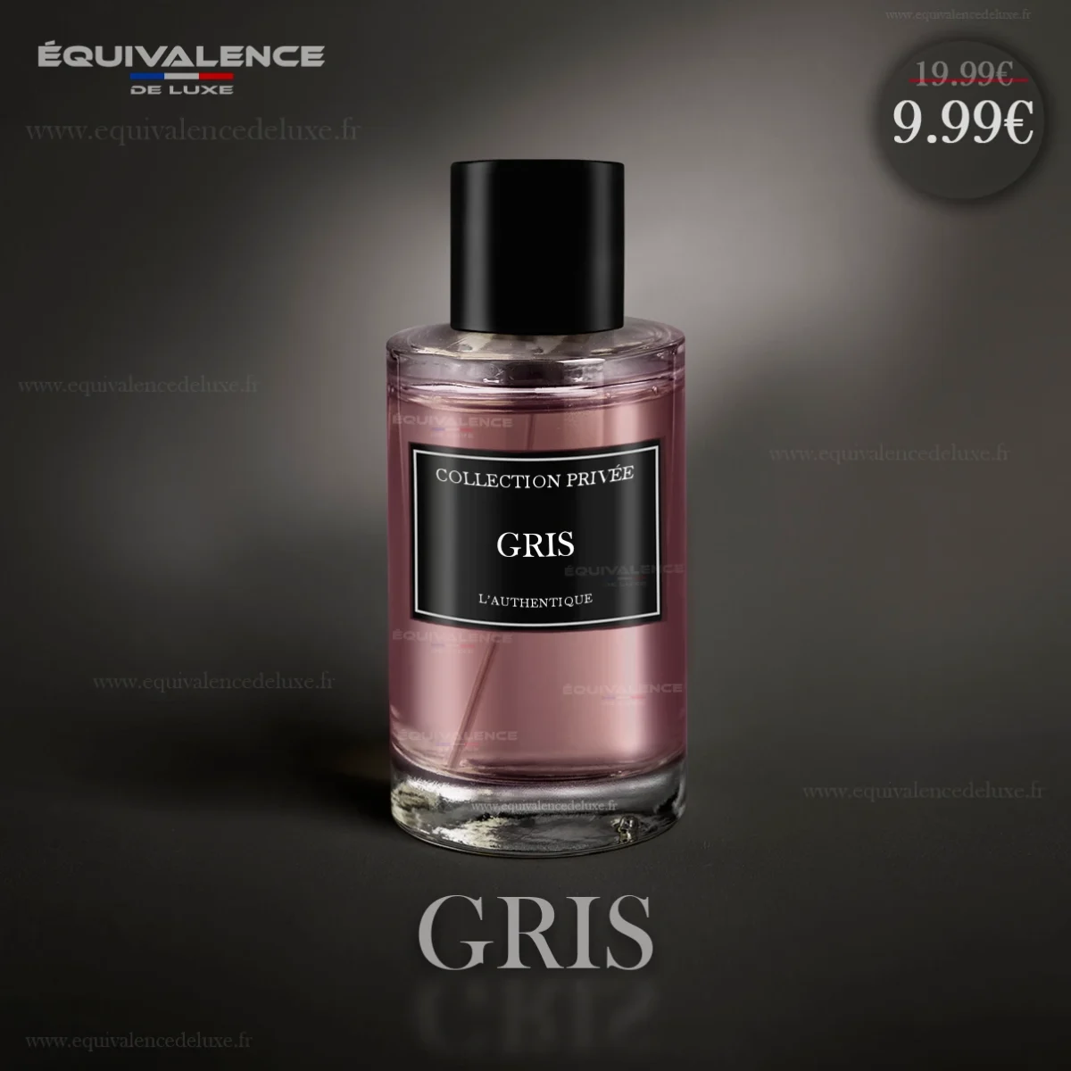 Vue détaillée du flacon de parfum Gris Parfum Collection Privée, un format de 50 ml au design sophistiqué.