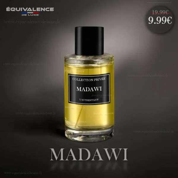 Flacon raffiné du Parfum Madawi Collection Privée Authentique 50ml, une fragrance élégante aux notes florales et boisées.