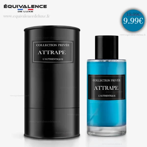 Flacon du Parfum Collection Privée Attrape 50ml accompagné de sa boîte raffinée, un écrin pour une fragrance captivante.