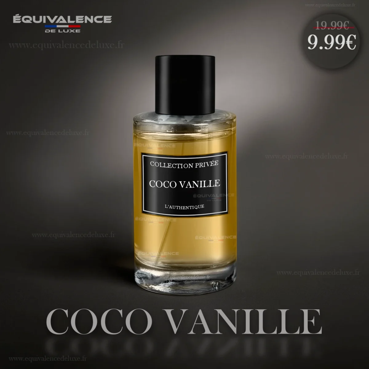 Flacon raffiné du Parfum Coco Vanille Collection Authentique 50ml, une fragrance gourmande et exotique aux notes de noix de coco et de vanille.