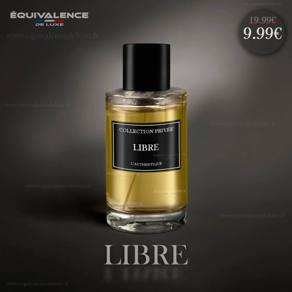 Gros plan sur le flacon du Parfum Libre Collection Privée 50ml, incarnant liberté et élégance.