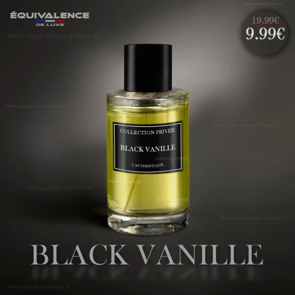 Flacon raffiné du Parfum Black Vanille Collection Authentique 50ml, une fragrance intense et envoûtante aux accords de vanille noire et bois précieux.