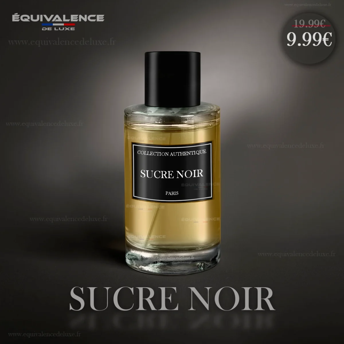 Flacon raffiné du Parfum Sucre Noir Collection Authentique Paris Eau de Parfum 50ml, une fragrance gourmande et envoûtante aux accords sucrés et épicés.