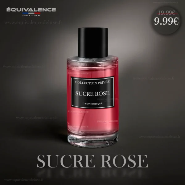 Flacon élégant du Parfum Sucre Rose Collection Privée Paris Eau de Parfum Mixte 50ml, une fragrance douce et équilibrée aux notes florales et sucrées.