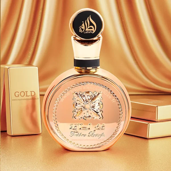 Parfum Fakhar Gold 100ml – flacon rond doré by Lattafa avec ambiance luxe