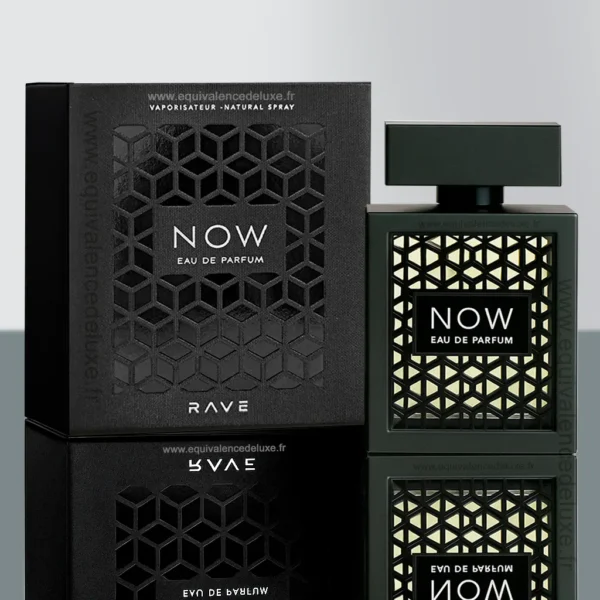 Eau de Parfum Now de Rave by Lattafa flacon noir géométrique 100 ml