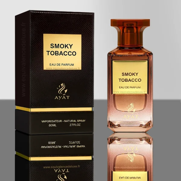 Flacon et coffret du parfum Smoky Tobacco 80ml Ayat Perfumes – Eau de Parfum homme oriental boisé