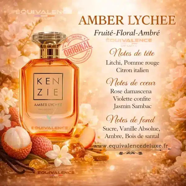 parfum amber lychee kenzie 100ml flacon et boite parfum femme fruité floral