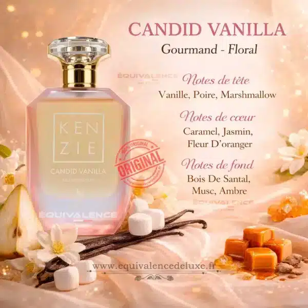 parfum candid vanilla kenzie 100ml flacon et boite parfum gourmand femme