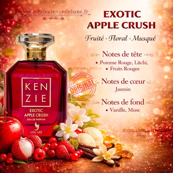 Pyramide olfactive Exotic Apple Crush Kenzie pomme rouge litchi fruits rouges jasmin vanille musc