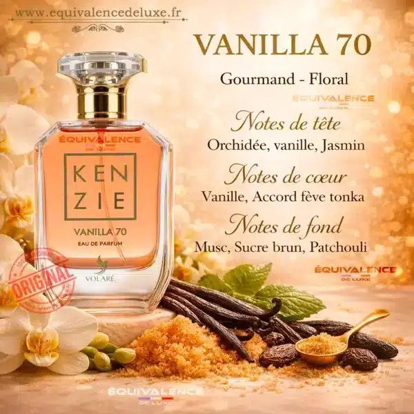 notes olfactives vanilla 70 vanille tonka sucre brun musc patchouli parfum femme