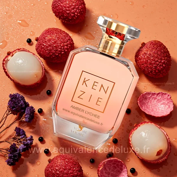 Flacon de parfum kenzie amber lychee femme avec ces ingerient pour note olfactive- parfum 100ml