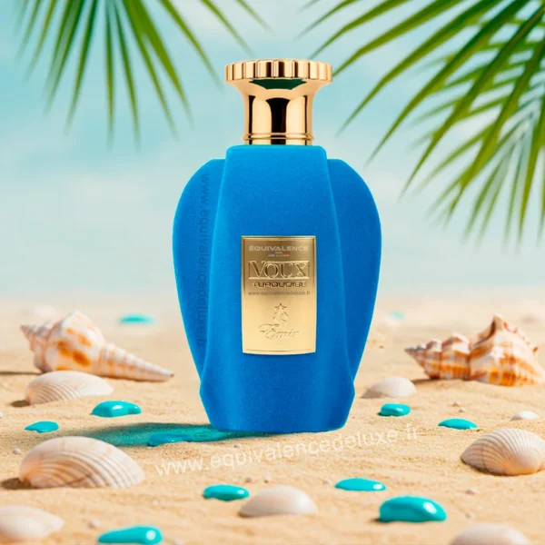 Parfum Voux Turquoise Par Paris Corner – Flacon bleu velours avec coffret doré – Eau de Parfum Mixte 100ml- edition Emir - Parfum frais été dans un décors paradisiaque