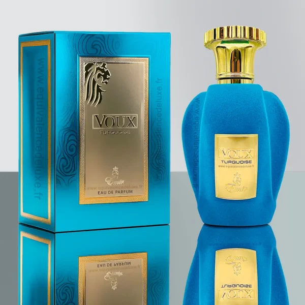 Parfum Voux Turquoise Par Paris Corner – Flacon bleu velours avec coffret doré – Eau de Parfum Mixte 100ml