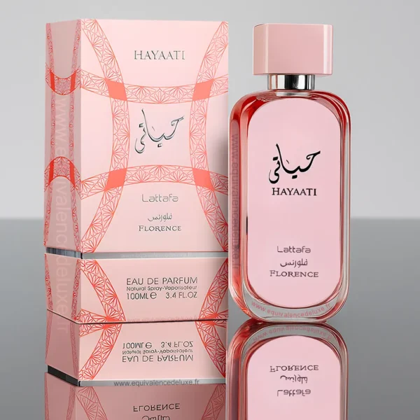 Eau de parfum Hayaati Florence 100ml – coffret et flacon rose by Lattafa