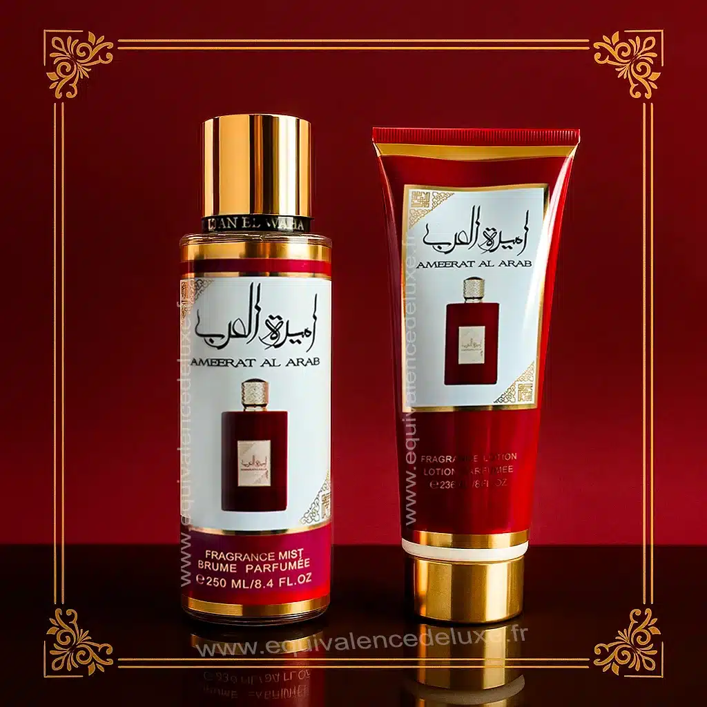 Coffret Ameerat Al Arab – Brume et lotion parfumée au sillage oriental inoubliable 2 Brume corporelle et lotion orientale Amberat Al Arab