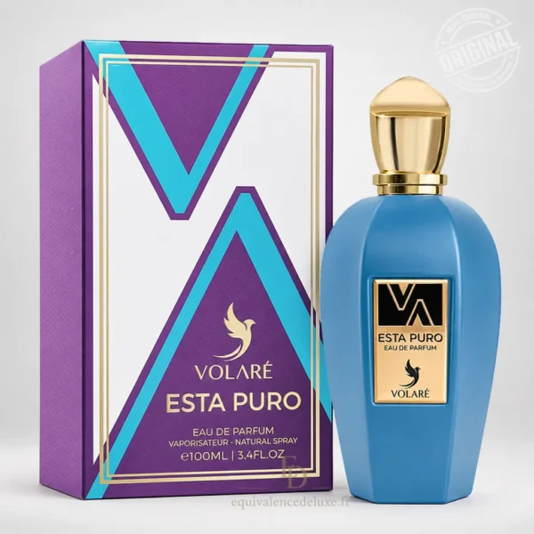 Esta Puro Volaré Eau de Parfum mixte 100 ml avec flacon bleu et coffret violet