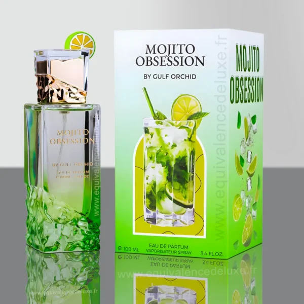 Flacon du parfum Mojito Obsession 100 ml – Eau de Parfum unisexe hespéridée et gourmande aux notes de citron, menthe et sucre