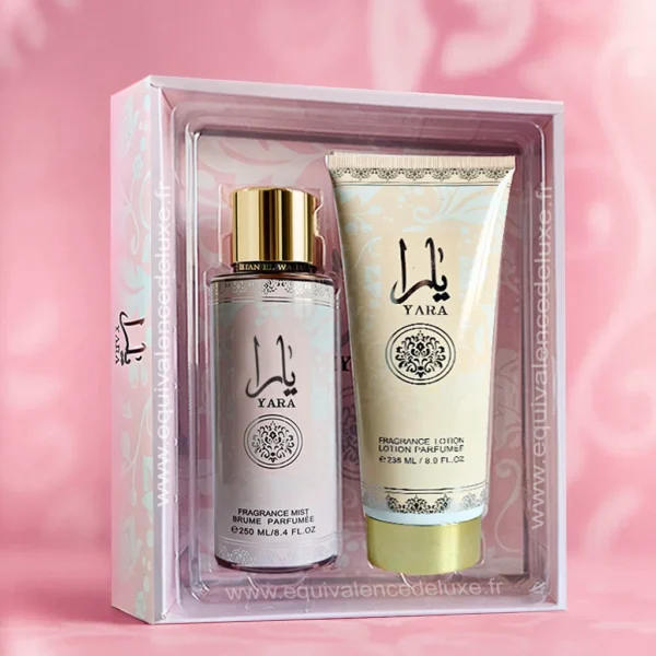 Rituel parfumé Yara – hydratation et parfum oriental féminin Coffret soin et parfum femme Yara – fragrance douce et vanillée
