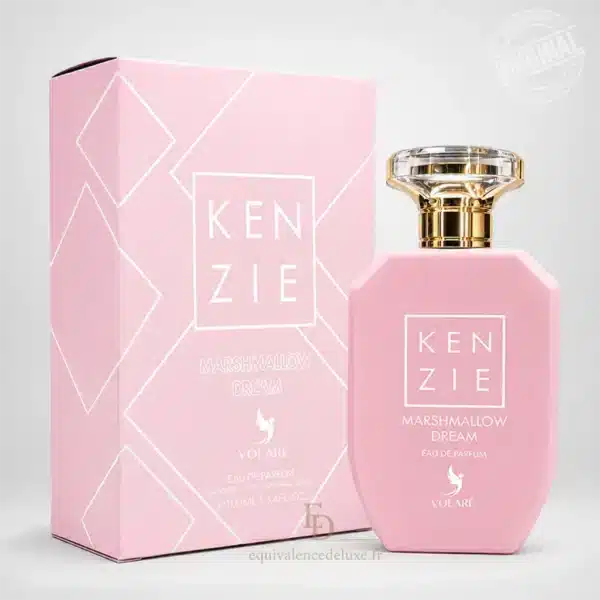 Flacon rose Kenzie Marshmallow Dream Eau de Parfum 100 ml Volaré avec sa boîte rose géométrique