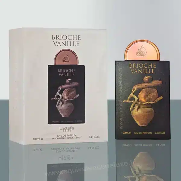 Parfums Pour Homme 48 Flacon Brioche Vanille Lattafa 100 ml posé sur fond clair, parfum gourmand vanillé