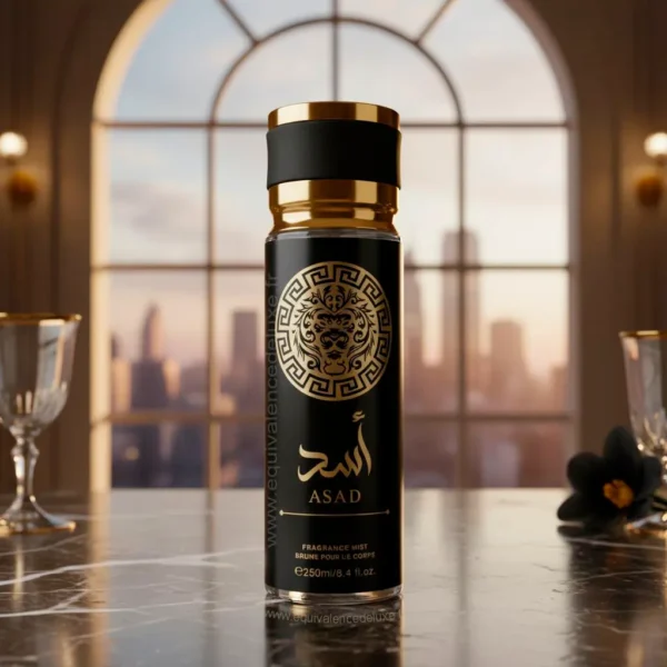 Brume ASAD Homme 250 ml – Packshot officiel Spray corporel ASAD Lattafa en flacon noir luxe