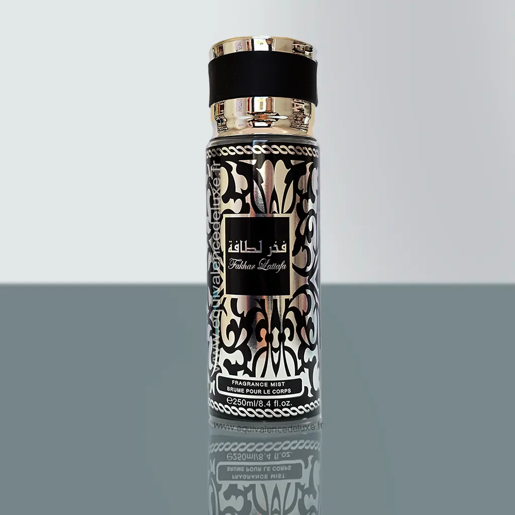 Brume Fakhar Lattafa Silver – Fragrance Mist 250 ml 1 Brume corporelle Fakhar Lattafa Silver vue de face
