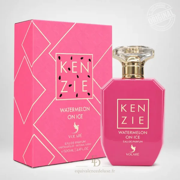 Flacon rose Kenzie Watermelon On Ice Volaré Eau de Parfum Mixte 100 ml avec son coffret