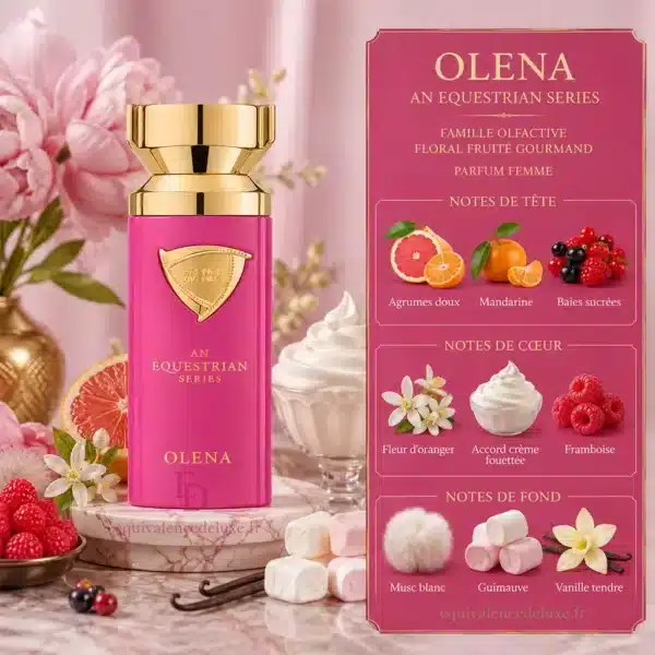 Notes Olfactives Olena French Avenue Notes olfactives Olena French Avenue avec agrumes, mandarine, baies, framboise, crème fouettée, guimauve et vanille