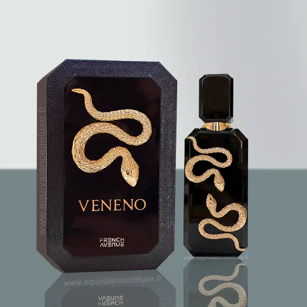 Veneno Noir – French Avenue | Parfum Oriental Ambré Intense Mixte 1 Flacon Veneno Noir et coffret noir avec serpent doré – parfum oriental ambré puissant