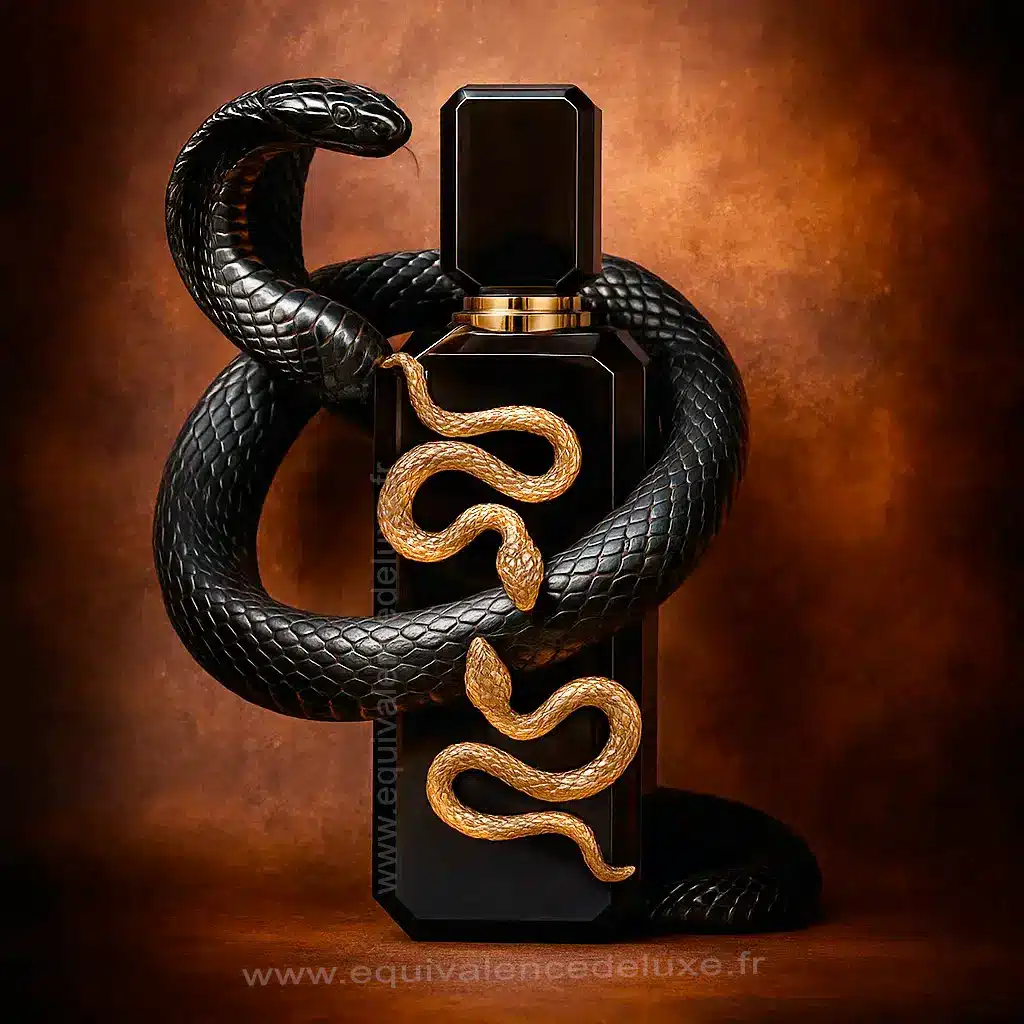 Veneno Noir – French Avenue | Parfum Oriental Ambré Intense Mixte 3 Flacon noir Veneno sur fond vert orné – parfum oriental résineux et ambré