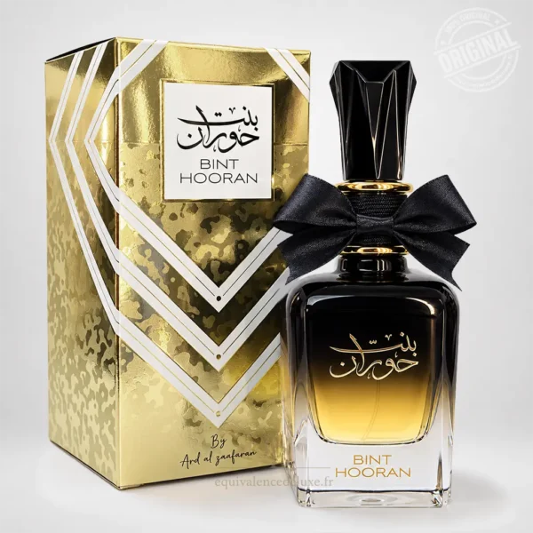 Flacon Bint Hooran noir et doré avec nœud noir et boîte dorée Ard Al Zaafaran