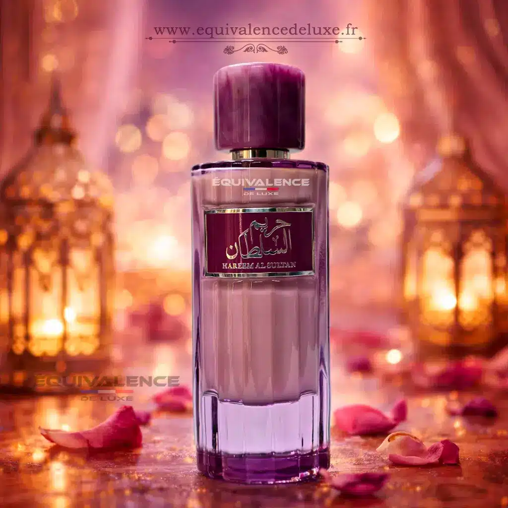 Eau de Milky – Harim Sultan | Parfum Lacté Gourmand Mixte 2 Flacon du parfum Hareem Al Sultan dans une ambiance orientale luxueuse, parfum féminin floral et sensuel