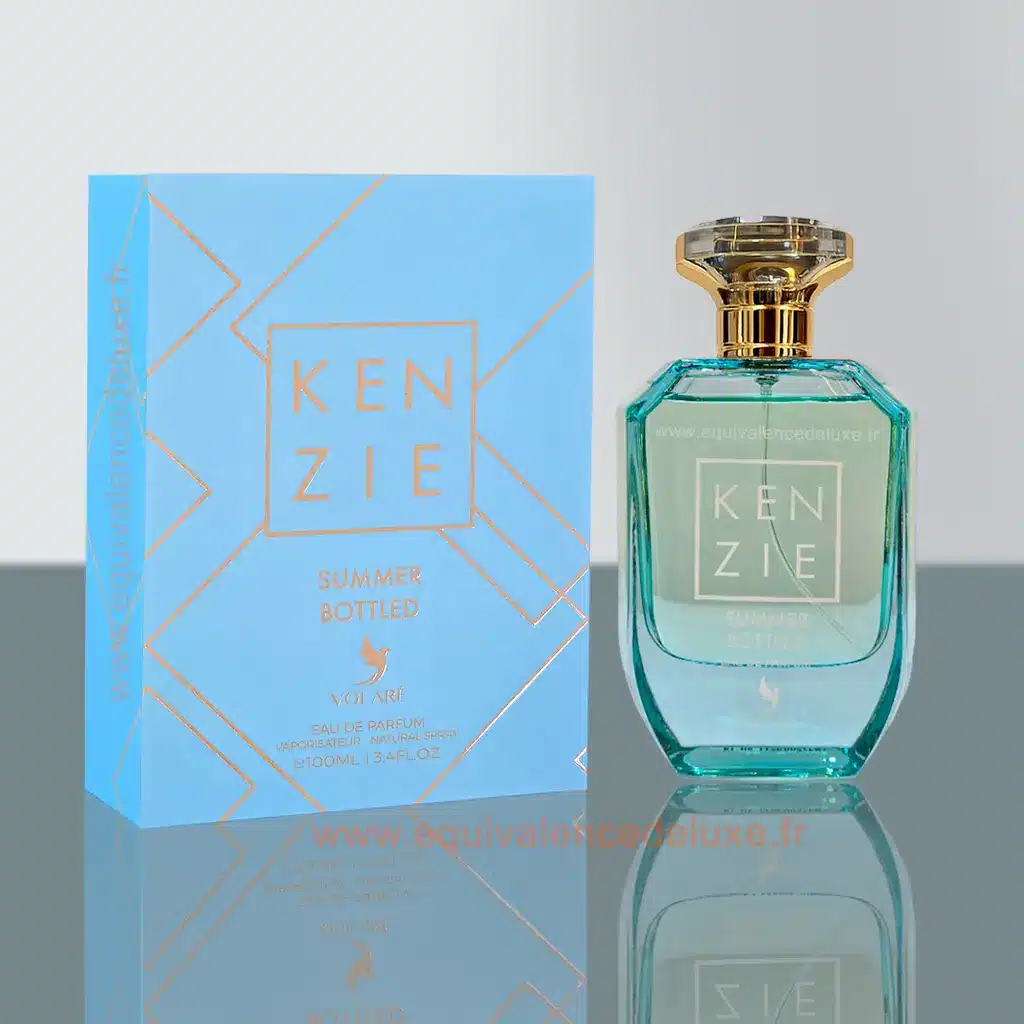 Kenzie Summer Bottled – Volaré | Eau de Parfum Estival Tropical 1 Parfum Kenzie Summer Bottled Volaré 100 ml, eau de parfum fraîche et légère, flacon bleu élégant avec étui