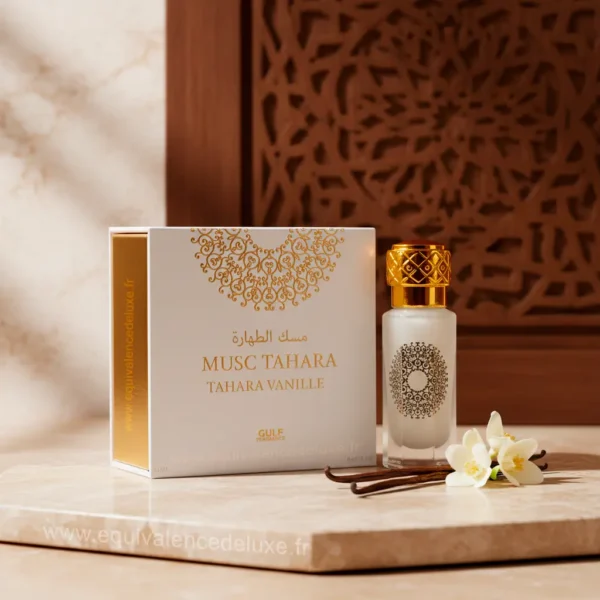 Musc Tahara Vanille – musc intime vanillé doux et propre Coffret Musc Tahara Vanille avec flacon de musc blanc vanillé pour une sensation de propreté