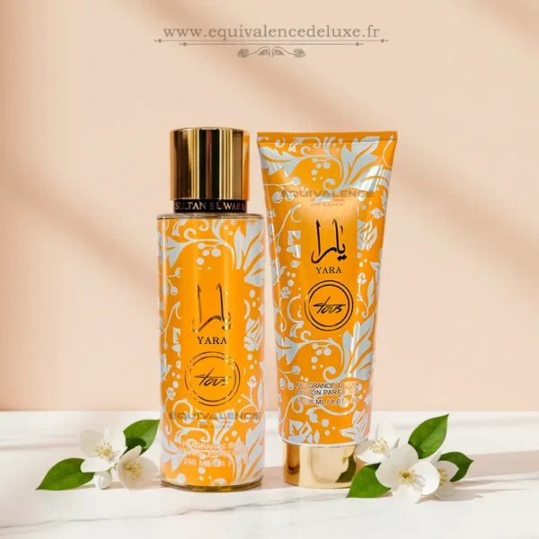 Coffret Yara avec brume parfumée et lotion corps aux notes gourmandes et vanillées