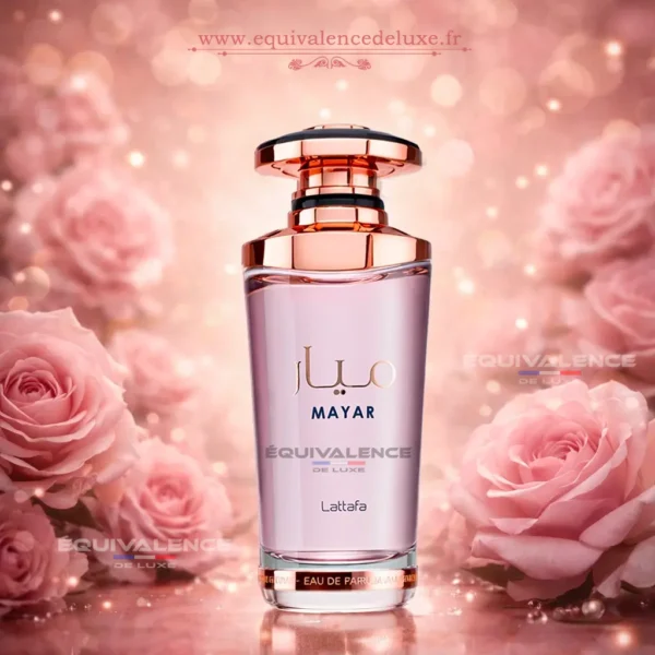 Mayar Lattafa – parfum équivalent luxe femme EquivalenceDeLuxe.fr Parfum Mayar Lattafa avec flacon et coffret – eau de parfum féminine équivalent luxe