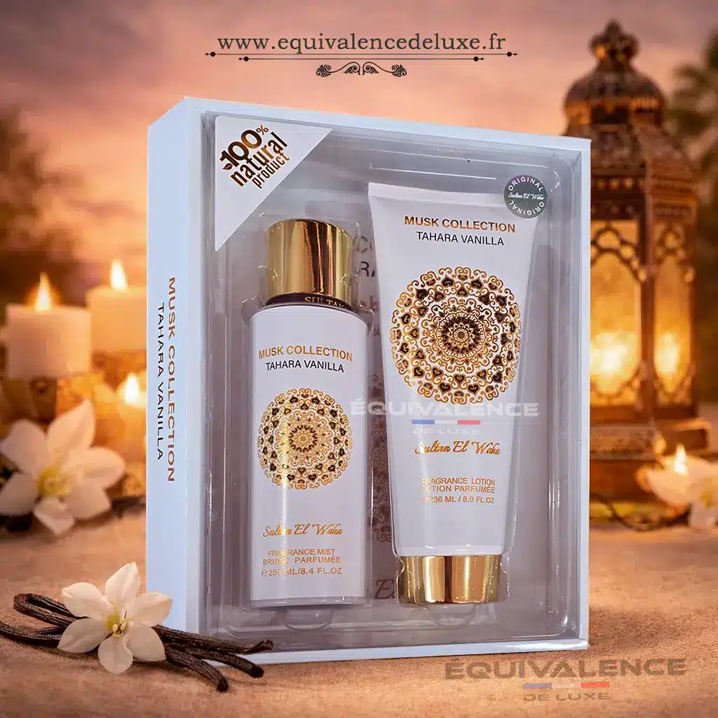 Coffret Musk Collection – Tahara Vanilla 4 Brume parfumée Musk Collection Tahara Vanilla aux notes de musc blanc et vanille