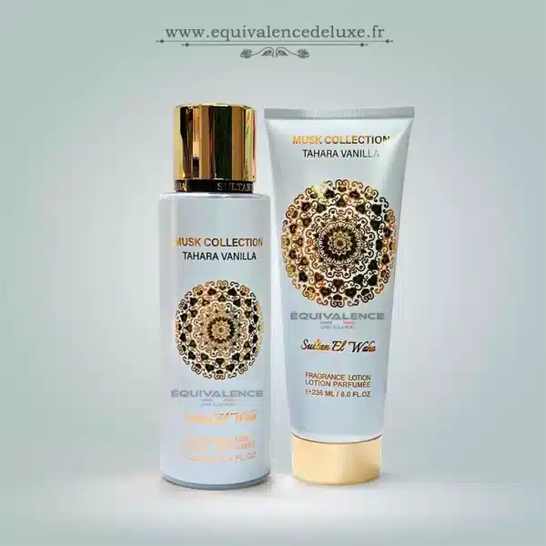 coffret-musk-collection-tahara-vanilla-brume-lotion Coffret Musk Collection Tahara Vanilla avec brume parfumée et lotion corps musquée vanillée