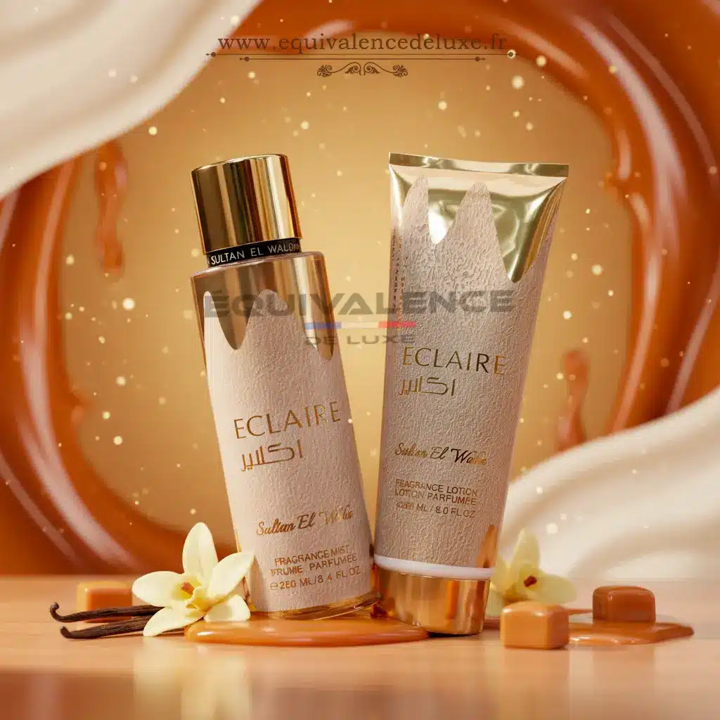 Coffret Éclaire – Brume parfumée et lotion corps parfumée 2 Packaging élégant du coffret Éclaire avec brume parfumée et lotion corps