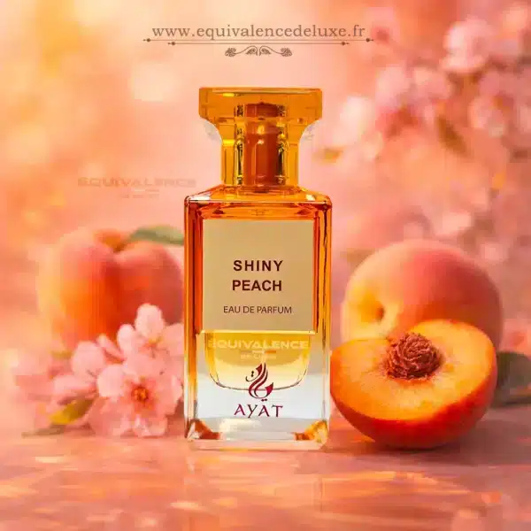 shiny-peach-ayat-parfum-peche-flacon-ambiance Flacon Shiny Peach Ayat – parfum à la pêche veloutée, notes fruitées et gourmandes
