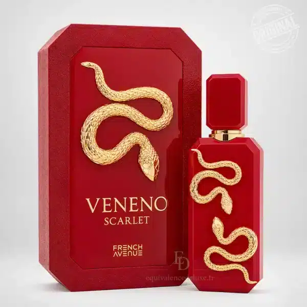 Parfums Dubaï, Collection Privée & Parfums Inspirés au Meilleur Prix 28 Veneno Scarlet French Avenue Extrait de Parfum mixte 100 ml avec flacon rouge doré et coffret