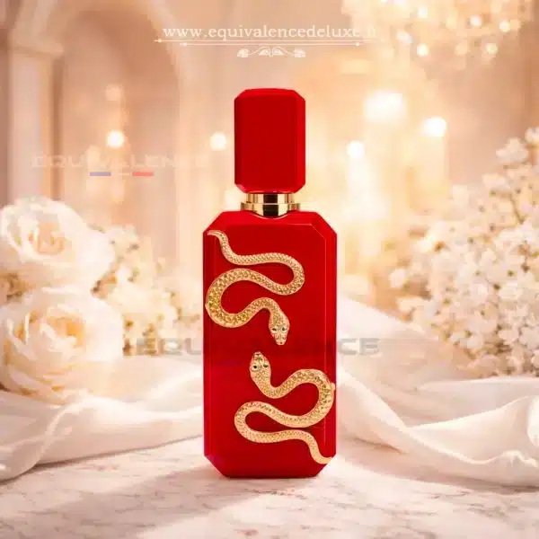 parfum veneno scarlet , flacon rouge avec serpent dorée , parfum inspiré de marque