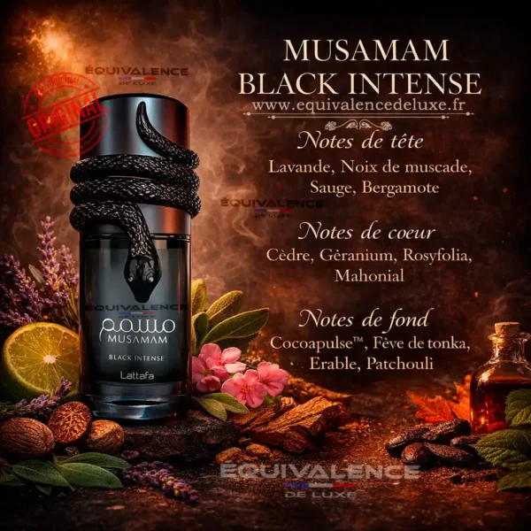 Coffret original Musamam Black Intense Lattafa parfum 100ml