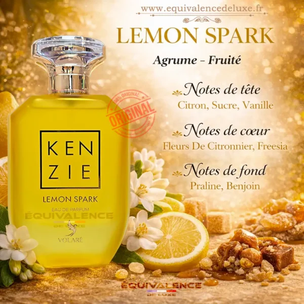 Pyramide olfactive Lemon Spark Kenzie citron sucre vanille fleur de citronnier freesia praline benjoin